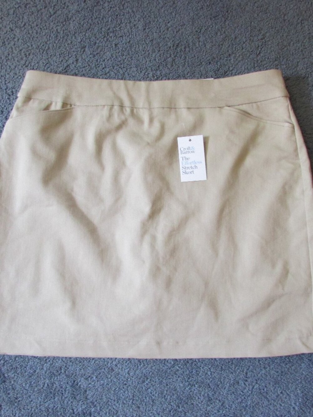 NWT Croft & Barrow 16 Beige Skort Skirt Front & Back Pull On Mid Thigh